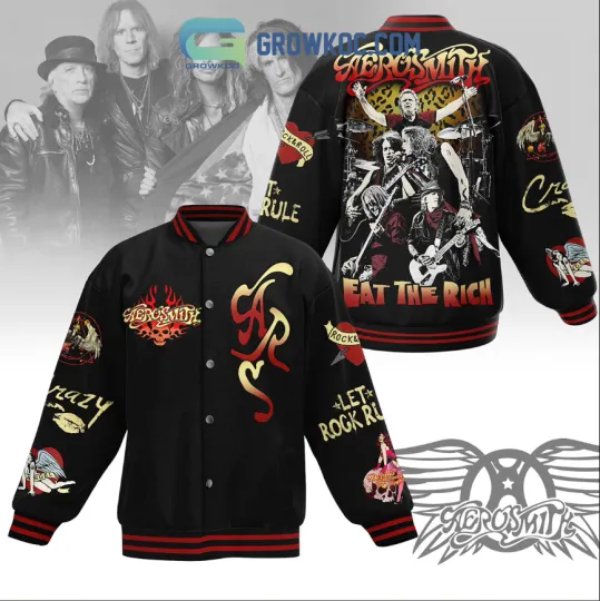 HOT Aerosmith Eat The Rich Let Rock Baseball Jacket Gift For Christmas