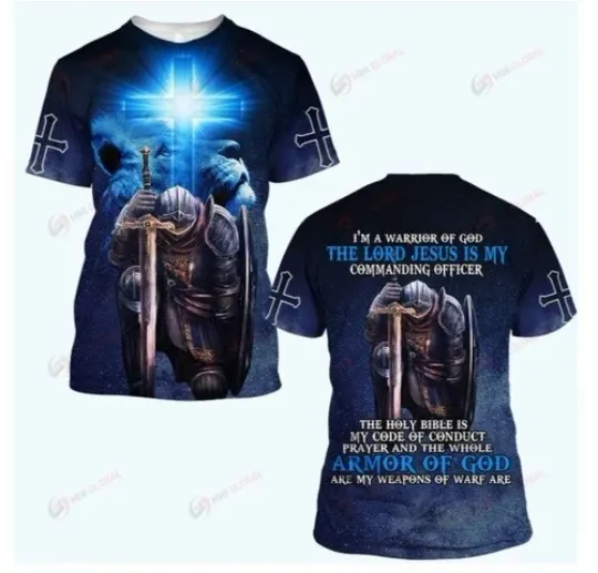 Discover I'M A WARRIOR OF GOD KNIGHT CHRISTIAN GOD JESUS SUMMER NEW 3D T-SHIRT