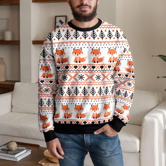 Discover Fox Christmas Sweater, Funny Holiday Jumper, Unisex Winter Knit