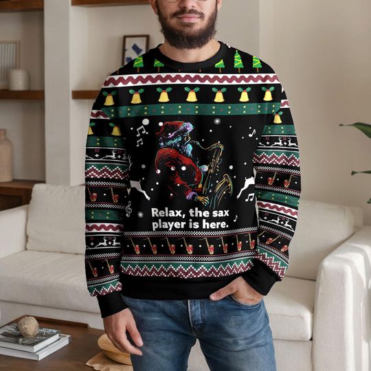 Discover Funny Saxophone Player Ugly Christmas Sweater, Music Lover Gift
