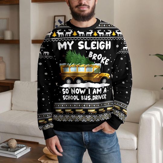 Discover Funny School Bus Driver Christmas Sweater, Unisex Holiday Knit