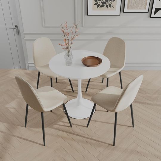Discover Round Kitchen Table and Chairs Set, Dining Room Round Table Set for 4, Modern 31.5'' Dining Table Set, 5 Piece Round Dining Tabl