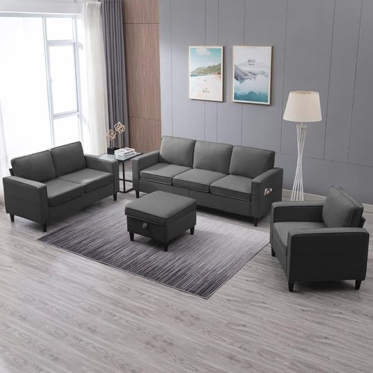 Discover 4 Piece Living Room Sofa Sets, Modular Sectional Sofas Couch, Living Room Furniture Sets, 3-Seat Sofa and Loveseat Sets with Ott