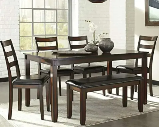 Discover XMSJ-Coviar 6 Piece Dining Set, Includes Table, 4 Chairs & Bench, Dark Brown