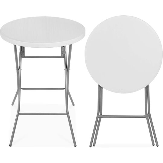 Discover 32in Bar Height Folding Table, Round Indoor Outdoor Accessory for Patio, Backyard, Dining Room, Events w/Thick Table Top