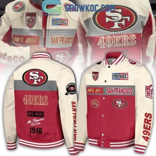 49ers 1946 NFC West Red Baseball Jacket
