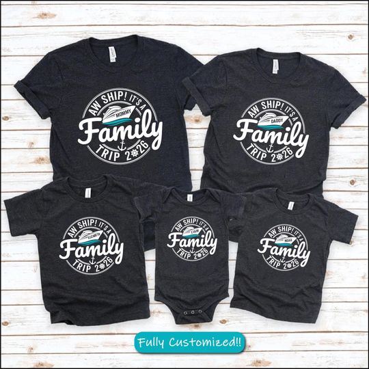 Discover Personalized Family Cruise 2026 Shirt, Cruise Squad Shirts, Family Matching Cruise Tee, Aw Ship It's a Family Trip Tshirt