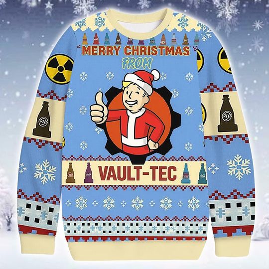 Ugly Christmas Sweater Post Apocalyptic Video Game Jumper 2025: Retro Cartoon Printed Holiday Apparel