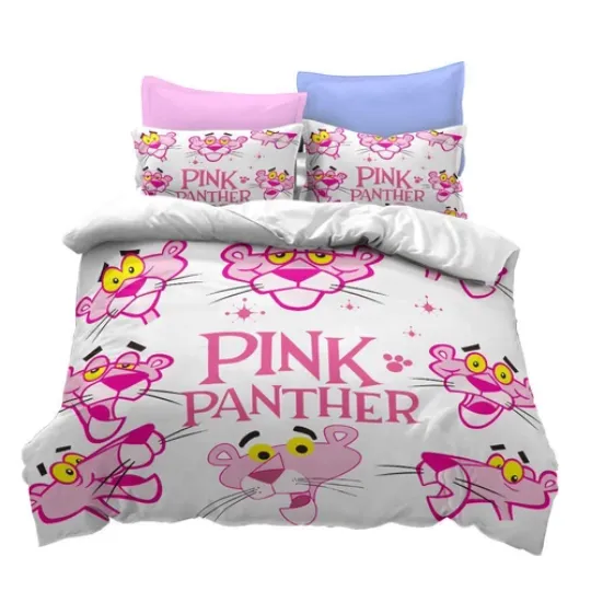 Pink Panther Cartoon Bedding Set Duvet Cover Quilt for Single Double King Size
