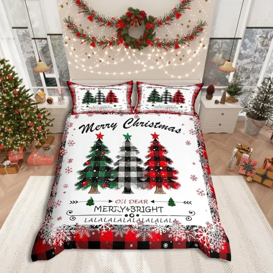 Discover Xmas Tree Duvet Cover Set Twin Size with Merry Christmas Comforter Cover