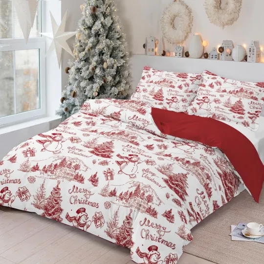 Discover Christmas Queen Duvet Cover Set 3 Pieces Microfiber Breathable Bedding