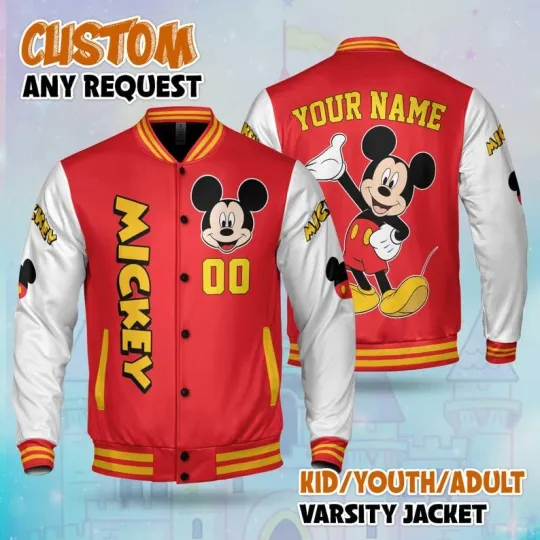 Discover Personalized Cute Mickey Mouse  Christmas Gift Baseball Jacket