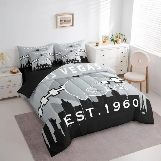 Discover Las Vegas Raiders Queen Comforter Bedding Set 5 Piece Football set