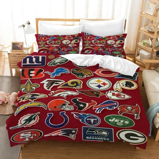 Discover 3D Football Pattern Red Quilt Cover Set Duvet Cover Bedding Pillowcases