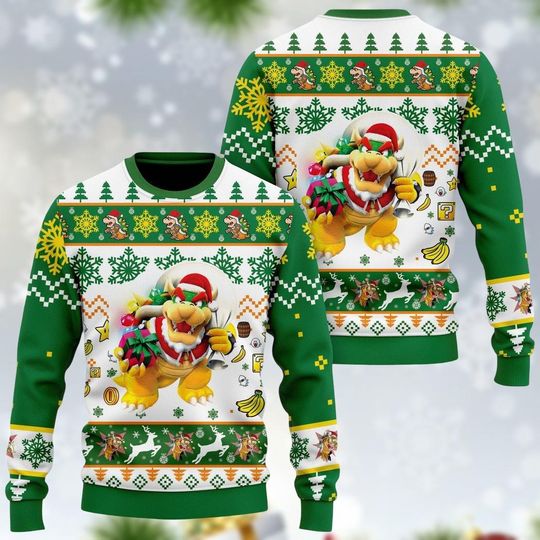 Bowser Ugly Christmas Sweater, Nintendo Sweater, Super Mario Xmas Sweater, Bowser Christmas Gift For Men Women, Xmas Holiday Gift