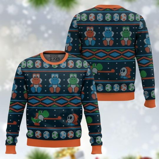 Mario Ugly Christmas Sweater, Yoshi Sweater, Super Mario Christmas Gift For Men Women, Xmas Holiday Gift, Christmas Party Gift