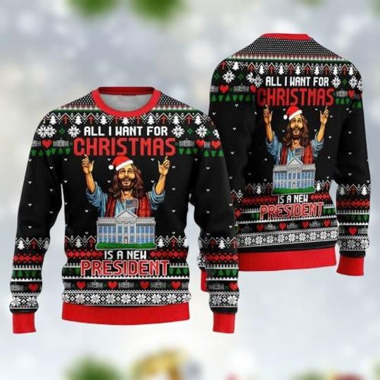Discover All I Want for Christmas Is A New President Ugly Sweater, Subtle FDT Sweatshirt, Holiday Sweater, Sarcastic Christmas Ugly Sweater