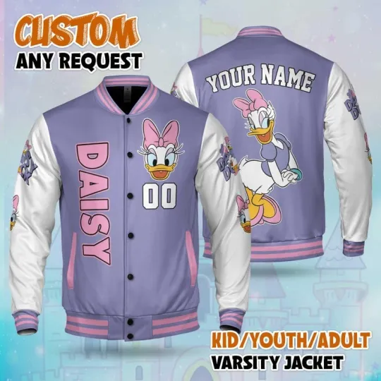 Personalized Lovely Daisy Duck Christmas Gift For Kids & Adults Baseball Jacket