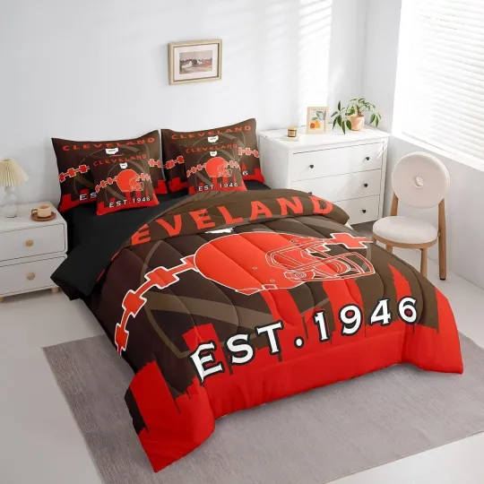 Discover Cleveland Browns Queen Comforter Bedding Set 5 Piece Football set