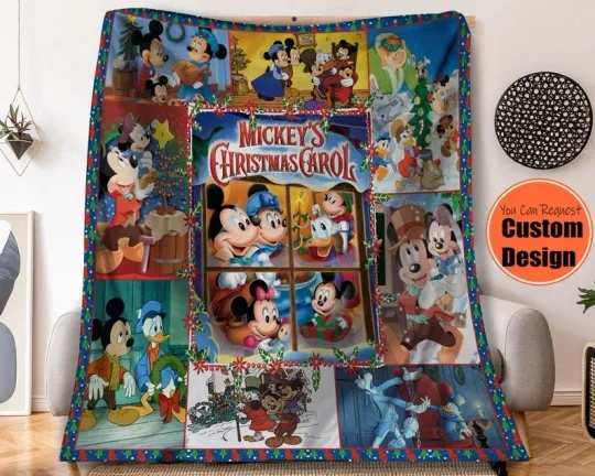 Discover Mickey's Christmas Carol Mickey Minnie Donald Scrooge McDuck Christmas Blanket