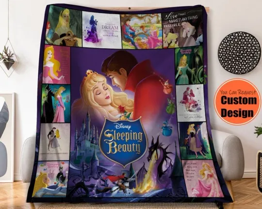 Discover Vintage Sleeping Beauty Prince Phillip And Aurora Princess Christmas Blanket