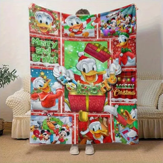 Discover Funny Donald Duck Merry And Bright Mickey And Friends Christmas Gift Blanket