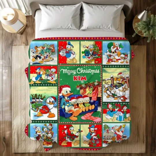 Personalized Donald Duck Family Naughty Or Nice Merry Christmas Blanket