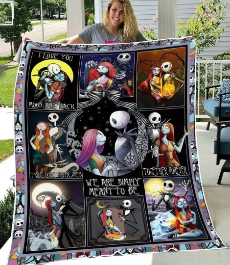 Discover Nightmare Jack & Sally Couple Together Forever Gothic Christmas Gift Blanket
