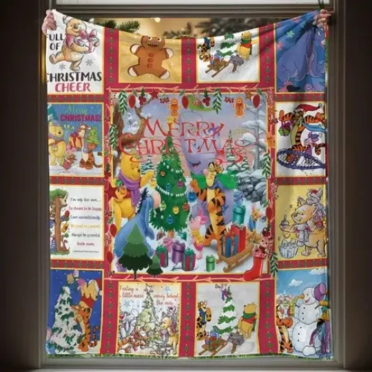 Discover Winnie The Pooh Merry Christmas Pooh Bear & Friends Full Of Xmas Cheer Blanket