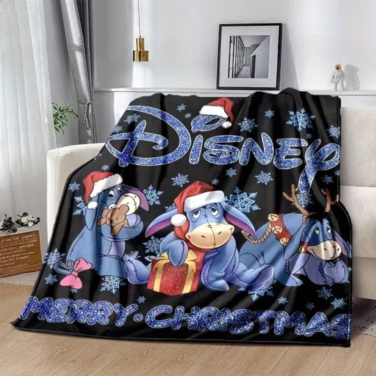 Discover Santa Eeyore Donakey Glitter Merry Christmas Winnie The Pooh Character Blanket