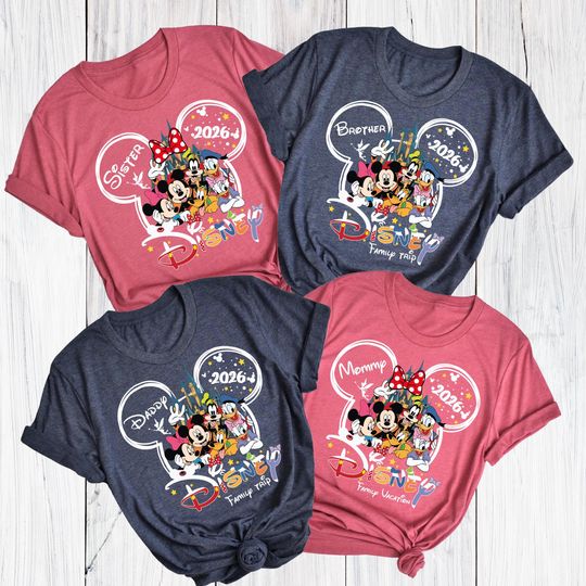 Discover Custom Disney world Family Vacation Shirts 2026, Disney Family Trip Shirt, Disney Trip Matching Shirts, Disneyland Family Squad Shirts,