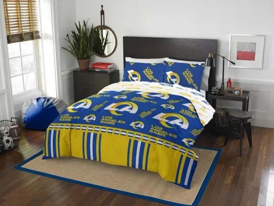 Discover Northwest Los Angeles Rams Rotary Legacy Queen Bedding Set