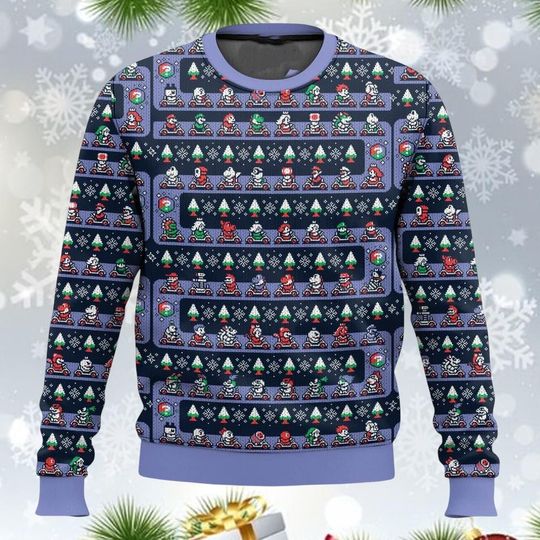Super Mario Ugly Christmas Sweater, Mario Luigi Bowser Princess Peach Toad Yoshi Xmas Shirt, Super Mario Christmas Sweater, Xmas Gift