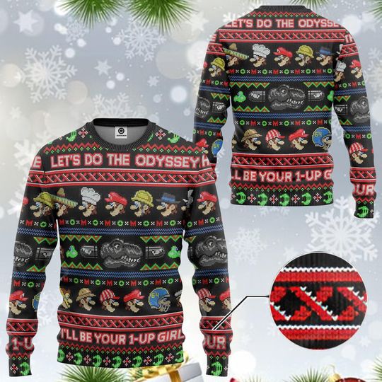 Mario Christmas Ugly Sweater, Characters Super Mario Xmas Sweater, Christmas Holiday Ugly Sweatshirt, Luigi Yoshi Toad Kid Sweater