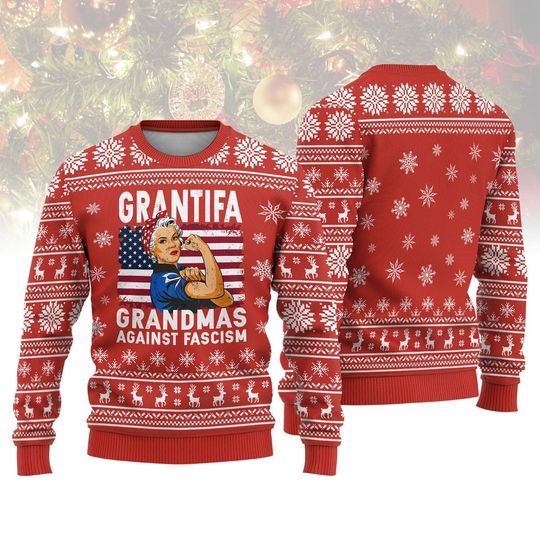 Discover Grantifa Grandmas Against Fascism Antifa Sweater, Anti-Fascist Feminist Shirt, Resist Ugly Sweater, Equality Protest Sweatshirt