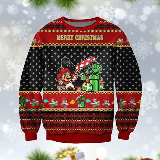 Discover Super Mario Ugly Christmas Sweater, Gamer Sweater, Cute Mario Ugly Sweater, Fun Holiday Gift for Men Women, Xmas Gaming Gift
