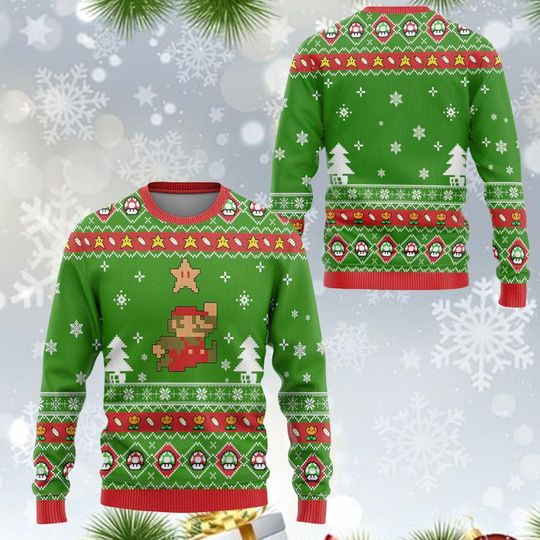 Discover Mario Ugly Sweater, Super Mario Christmas Ugly Sweater, Video Game Christmas Sweater, Funny Christmas Sweater, Xmas Holiday Gift