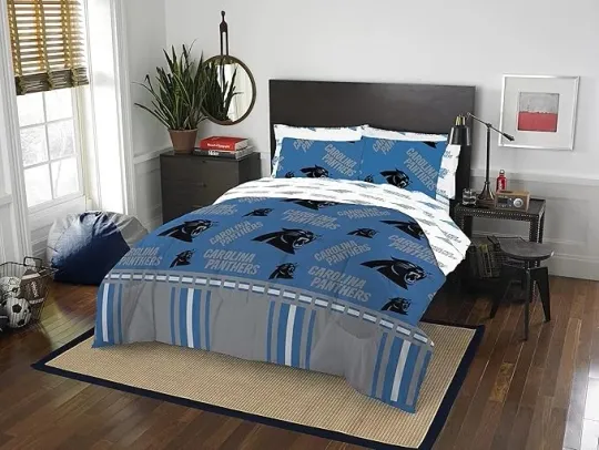 Carolina Panthers Queen Comforter Bedding Set, Football Licensed