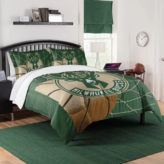 Discover NBA Milwaukee Bucks Officially Licensed Bedding Set with Comforter and Sham