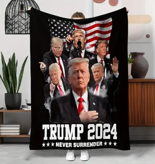 Discover Donald Trump President USA Fleece Blanket Throw - Never Surrender 2024