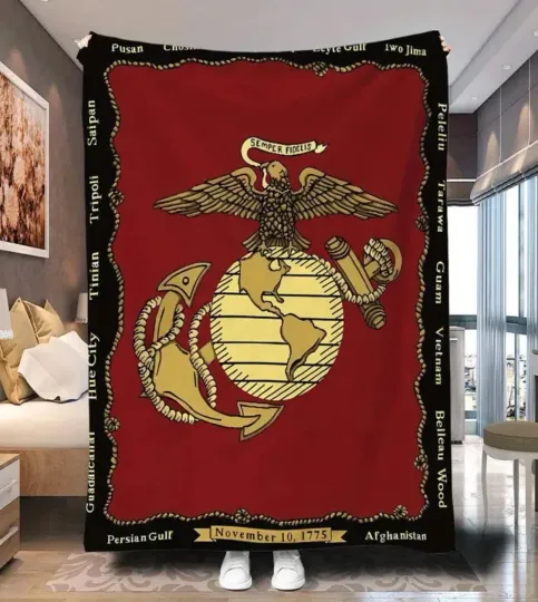USMC Marine Corps 60x80 Polar Fleece Blanket Throw Semper Fidelis