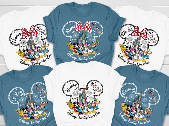 Discover Custom Disney Family Vacation 2026 Shirts, Disney Family Trip Matching Shirts, Personalized Disneyland 2026 Tees, Disney World Castle Shirts