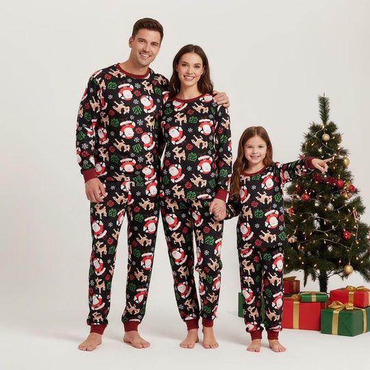 Discover Santa Gingerbread Family Family Pajamas Set, Santa Long Sleeve PJs, Gingerbread Christmas Pajamas, Matching Pyjama Set, Xmas Gift Set