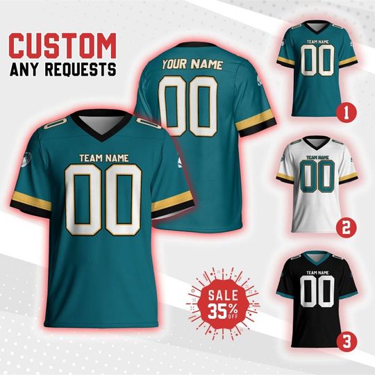 Discover Custom Adult kid Team Jaguar Football Jersey Collection, Personalized Football Jersey Shirt, Game Day Outfit For American Football Fan