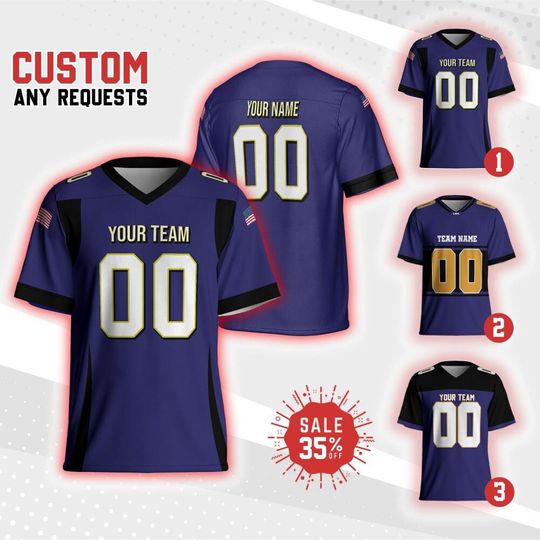 Discover Personalized Team Raven Football Jersey purple and black jersey, Custom Name & Number Jersey Free Style , Game Day Outfit For Football Fan