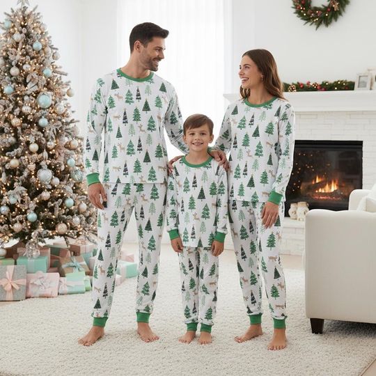 Discover Christmas Tree Family Pajamas, Holiday Long Sleeve PJs, Festive Christmas Pajamas, Matching Pyjama Set, Xmas Sleepwear Gift