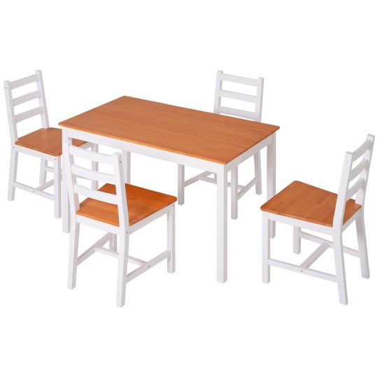 Discover Modern 5-Piece Dining Table Set for 4, Wood Kitchen Table with Chairs, Compact White Breakfast Nook for Small Spaces