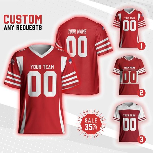 Discover Personalized Team 49er Football Jersey red and gold jersey, Custom Name & Number Jersey Free Style , Game Day Outfit For Football Fan