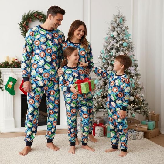 Discover Cartoon Family Pajamas Set, Cartoon Long Sleeve PJs, Cartoon Christmas Pajamas, Matching Pyjama Set, Xmas Gift For Family