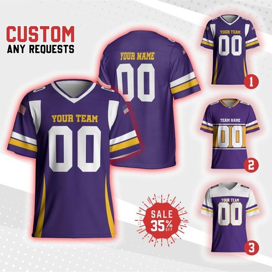 Discover Personalized Team Viking Football Jersey purple and white jersey, Custom Name & Number Jersey Free Style , Game Day Outfit For Football Fan